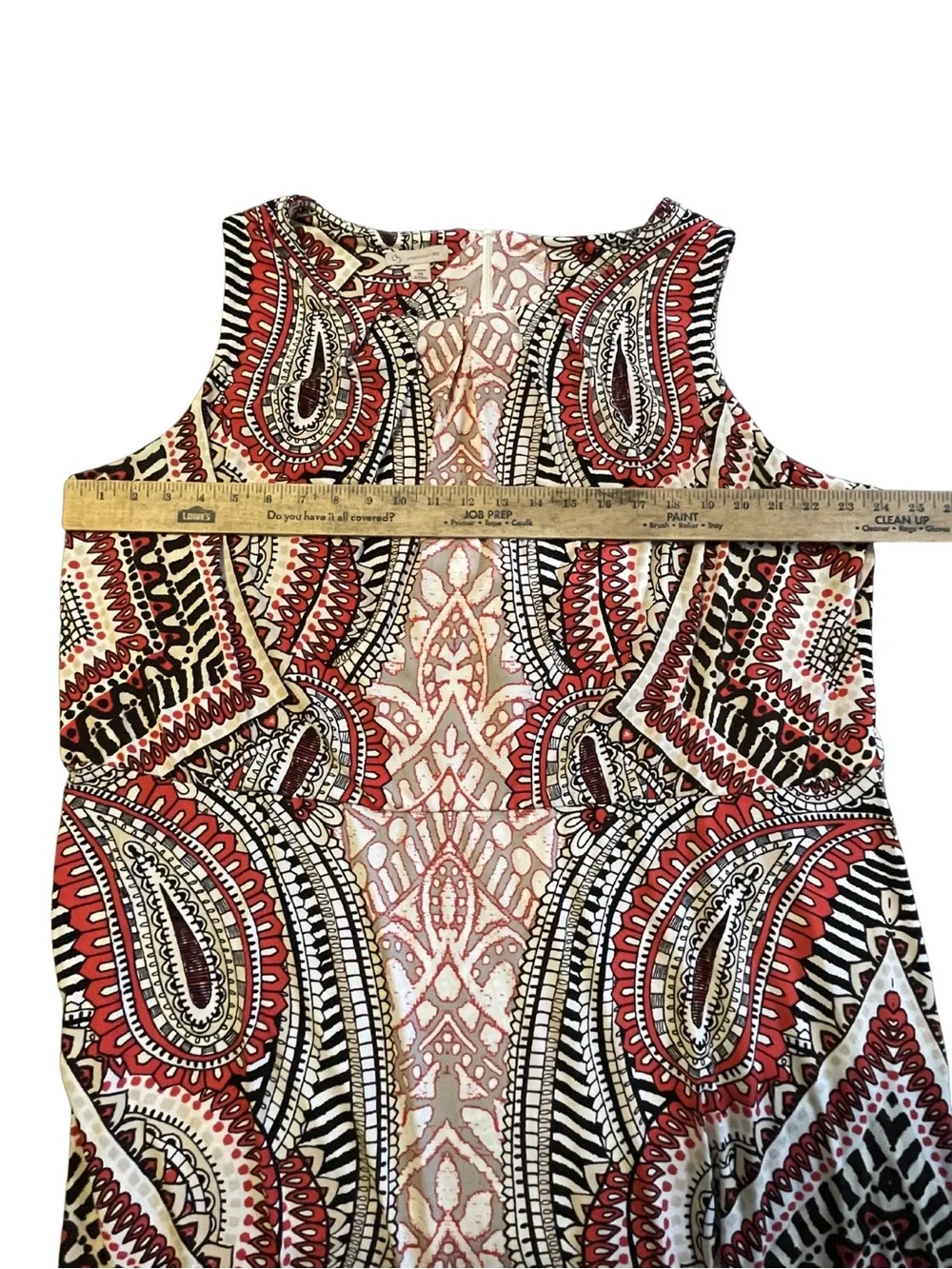 DRESSBARN Women's 24 Plus Lined Blood Orange Paisley Boho Geometric Maxi Dress - Picture 13 of 15